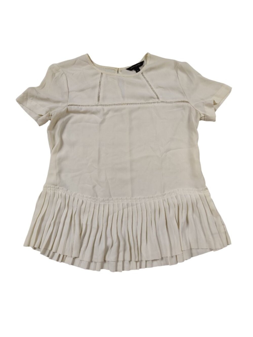 Banana Republic Lace Peplum Blouse Top Cream XS Pleated Fairy Minimalist Boho